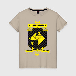 Футболка хлопковая женская Hufflepuff, цвет: миндальный