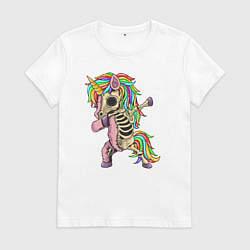 Футболка хлопковая женская Единорог зомби, цвет: белый