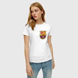 Футболка хлопковая женская Barcelona FC, цвет: белый — фото 2