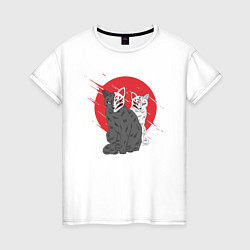 Футболка хлопковая женская Japan Cats Z, цвет: белый