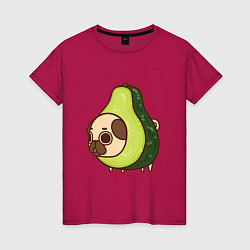 Женская футболка Мопс-авокадо