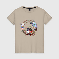 Женская футболка Попугаи в цветах