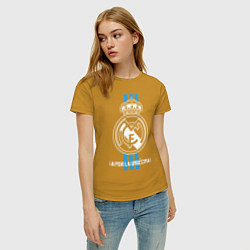 Футболка хлопковая женская Real Madrid FC, цвет: горчичный — фото 2