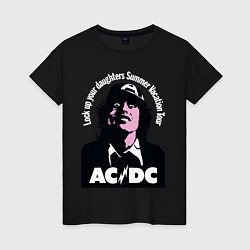 Футболка хлопковая женская ACDC, цвет: черный