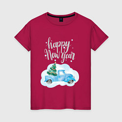 Женская футболка Новогодняя машина