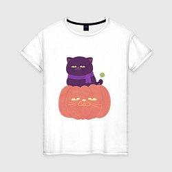 Женская футболка Хеллоуиновский кот