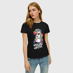 Футболка хлопковая женская Unicorn hipster, цвет: черный — фото 2