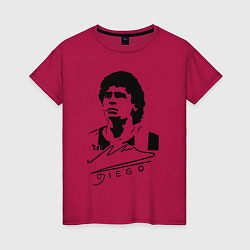 Футболка хлопковая женская Diego Maradona, цвет: маджента