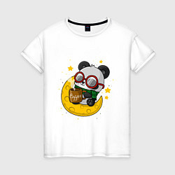 Женская футболка Панда на луне