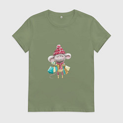 Женская футболка Мышка с подарками