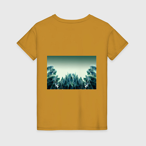 Женская футболка Акварельный лес градиент / Горчичный – фото 2