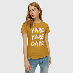 Футболка хлопковая женская YARE YARE DAZE, цвет: горчичный — фото 2
