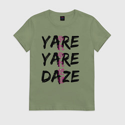 Футболка хлопковая женская YARE YARE DAZE, цвет: авокадо