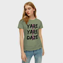 Футболка хлопковая женская YARE YARE DAZE, цвет: авокадо — фото 2