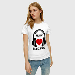 Футболка хлопковая женская Electro Music is Love, цвет: белый — фото 2