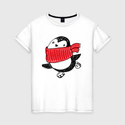 Женская футболка Пингвин на коньках