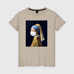 Женская футболка Девушка с жемчужной сережкой