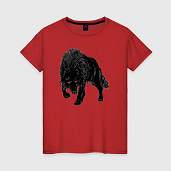 Женская футболка Черный Волк