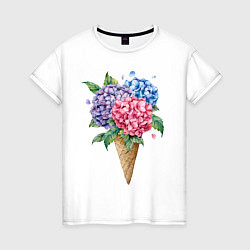 Женская футболка Букет цветов в рожке