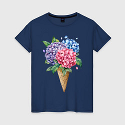 Женская футболка Букет цветов в рожке