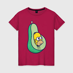 Футболка хлопковая женская Гомер авокадо, цвет: маджента
