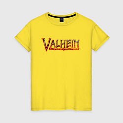 Женская футболка Valheim огненный лого