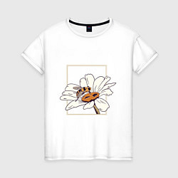 Женская футболка Пчела и ромашка