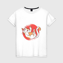 Женская футболка Милый котик показывает пузико