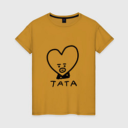 Футболка хлопковая женская BTS BT21 TATA, цвет: горчичный