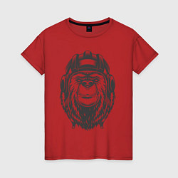 Женская футболка Русский медведь - танкист