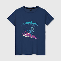 Женская футболка Инопланетный серфинг на пицце