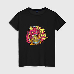 Женская футболка Японский демон ONI с раменом