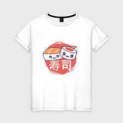 Женская футболка Кусочки суши и роллов