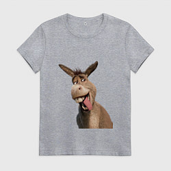 Футболка хлопковая женская Шрек: Осел, цвет: меланж