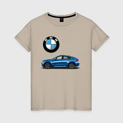 Футболка хлопковая женская BMW X6, цвет: миндальный