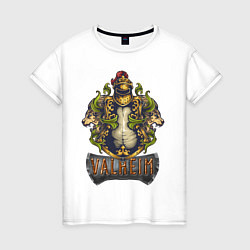 Женская футболка Valheim рыцарь и львы