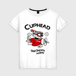 Женская футболка Cuphead на самолёте