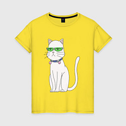 Женская футболка Сайки кот в крутых очках из 90х
