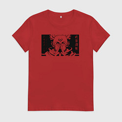 Футболка хлопковая женская Магическая битва Сукуна, цвет: красный