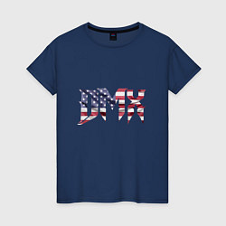Футболка хлопковая женская DMX USA, цвет: тёмно-синий
