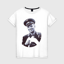 Женская футболка Юрий Гагарин и голубь