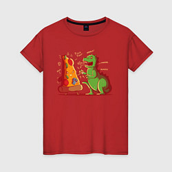 Женская футболка Пицца против Годзиллы