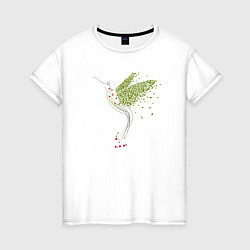 Женская футболка Колибри из листья и цветов