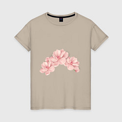 Женская футболка Розовые цветы вишни