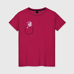Футболка хлопковая женская Pinkie Dance в кармане, цвет: маджента