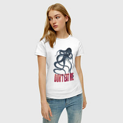 Футболка хлопковая женская Застенчивый осьминог, цвет: белый — фото 2