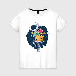 Женская футболка Космонавт и планеты