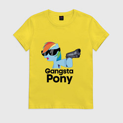 Футболка хлопковая женская Gangsta pony, цвет: желтый