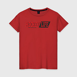 Женская футболка Hockey life logo text