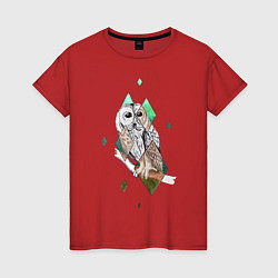 Футболка хлопковая женская Owl rhombus, цвет: красный